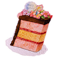 ピンクカットケーキのバースデーカード