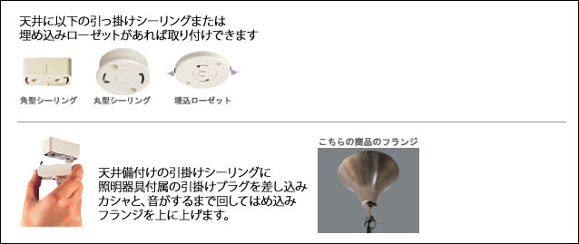 天井の図の引っ掛けシーリングまたは埋め込みローゼットがあれば取り付けできます