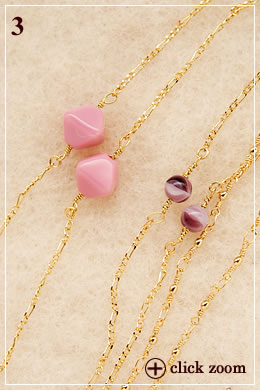 オリジナルアンティークアクセサリー　シェル＆ピンクのロングネックレス