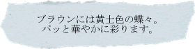 ブラウンには黄土色の蝶々。パッと華やかに彩ります